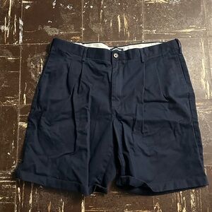 Lands' End Men's Dark Blue Pleated Front Shorts